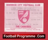 Norwich City v Manchester United 1985 – Match Ticket