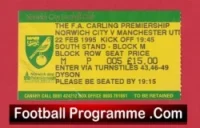 Norwich City v Manchester United 1995 – Match Ticket