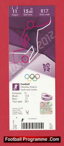 Olympics football Brazil v Mexico 2012 - Olympic Final Ticket Wemley - sports memorabilia