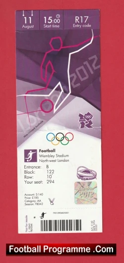 Olympics football Mexico v Brazil 2012 - Olympic Final Ticket Wemley - sports memorabilia