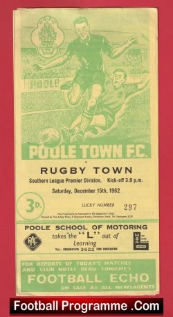 Poole Town v Rugby Town 1962 - Old Football Programmes - rugby programme
