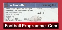 Portsmouth v Manchester United 2008 - Football Ticket - football memorabilia