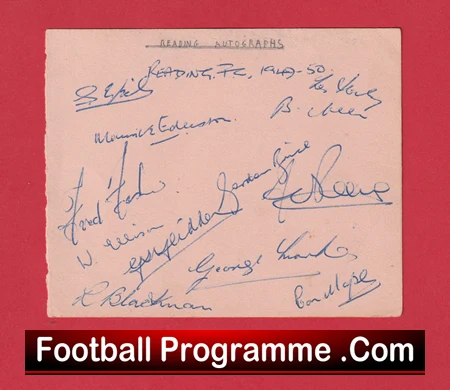 Reading Football Club Multi Autographed Signed Sheet 1949 - 1950 - Image 2