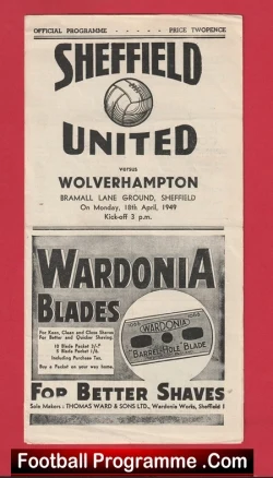 Sheffield United v Wolves 1949 - football programme