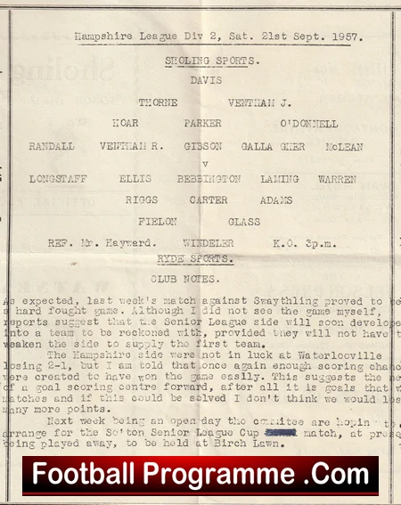 Sholing Sports v Ryde Sports 1957 - Hampshire League - Image 3