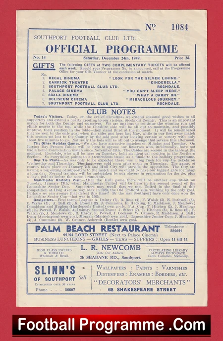 Southport v Stockport County 1949 - 1940s Programmes - Image 2
