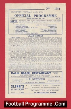 Southport v Stockport County 1949 - 1940s Programmes - football programme