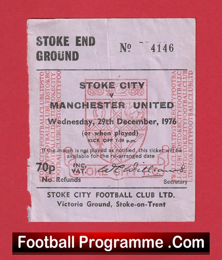Stoke City v Manchester United 1976 - Football Ticket 1970s - Image 2