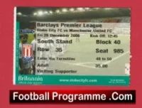 Stoke City v Manchester United 2008 – Match Ticket