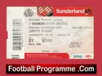 Sunderland v Manchester United 2010 – Match Ticket