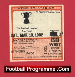 Tottenham Hotspur v Liverpool 1982 - League Cup Final Ticket - football memorabilia