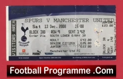 Tottenham Hotspur v Manchester United 2008 - Match Ticket - football memorabilia