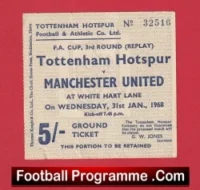 Tottenham Hotspur v Manchester United 1968 – Ticket FA Cup Replay