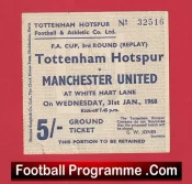 Tottenham Hotspur v Manchester United 1968 – Ticket FA Cup Replay