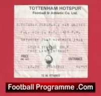 Tottenham Hotspur v Manchester United 1981 – Match Ticket