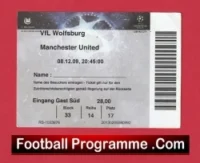 VFL Wolfsburg v Manchester United 2009 – Match Ticket Germany