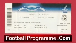 Villarreal CF v Manchester United 2008 - Football Ticket Spain - football memorabilia