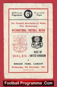 Wales v Rest Of The United Kingdom 1951 – 75th Anniversary