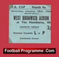 West Bromwich Albion v Portsmouth 1956 – FA Cup Match Ticket