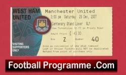 West Ham United v Manchester United 2007 - Football Ticket - football memorabilia