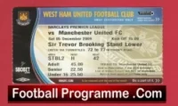 West Ham United v Manchester United 2009 – Match Ticket