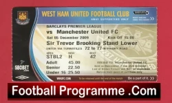 West Ham United v Manchester United 2009 - Match Ticket - football memorabilia