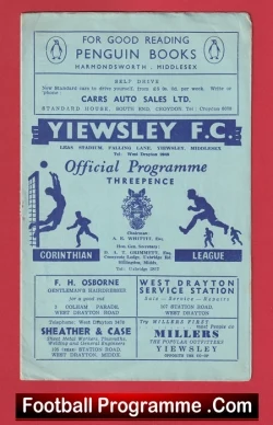 Yiewsley v Dagenham 1957 - Corinthian League - football programme