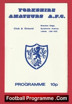 Yorkshire Amateurs v Leeds United 1988 - football programme