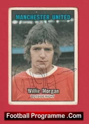 Manchester United Willie Morgan Autograph Signed Football Card Man Utd