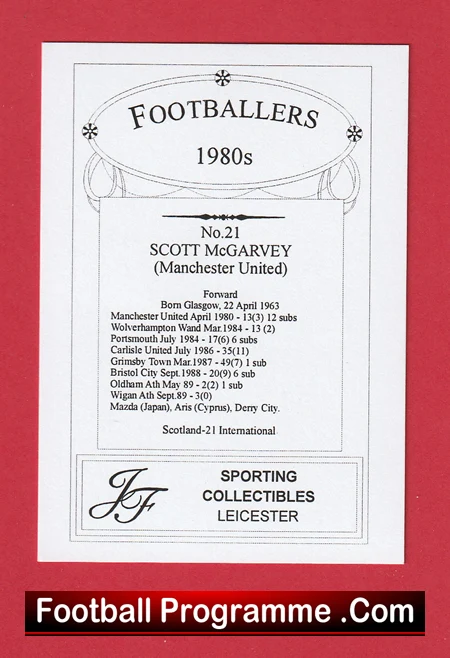 Manchester United Scott McGarvey Autograph Signed Football Card Man Utd - Image 3