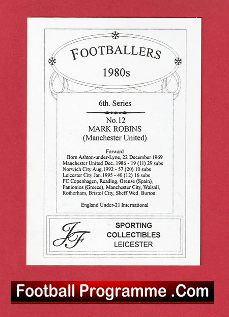 Manchester United Mark Robins Autograph Signed Football Card Man Utd - Image 3