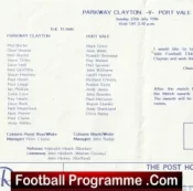 Parkway Clayton v Port Vale 1986 – Multi Signed Autographed