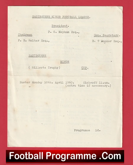 Eastbourne Town v Eastbourne United 1960 - Minors juniors Match Hillcote Trophy - Image 2