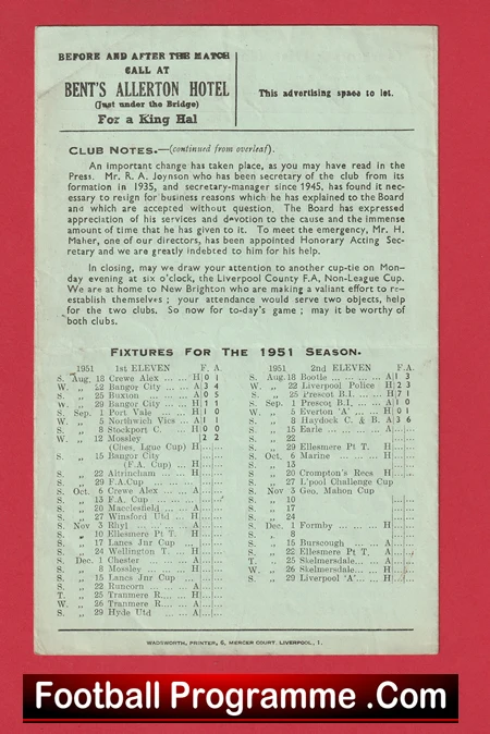 South Liverpool v Bangor City 1951 - FA Cup Prelims Game - Image 3