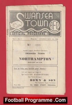  Swansea Town v Ipswich Town 1948 - 1940s Football Programme .COM Football Programmes Memorabilia