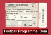 Fulham v Manchester United 2013 – Match Ticket