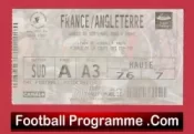 France v England 2000 – Football Match Ticket French