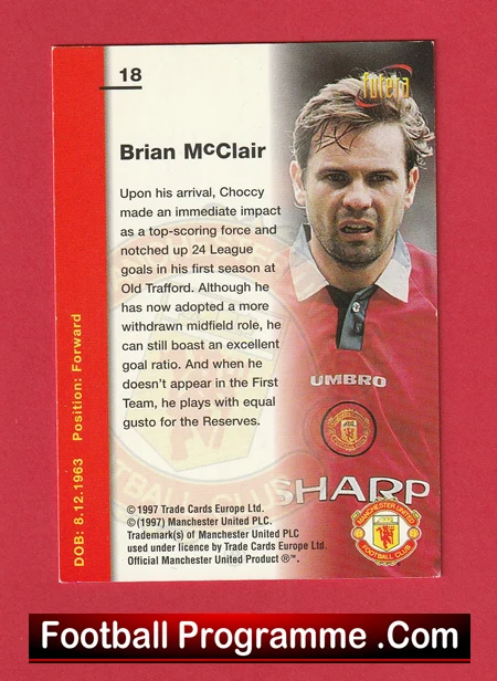 Manchester United Brian McClair Autograph Signed Football Card Man Utd - Image 3