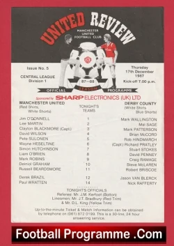  Manchester United v Leicester City 1988 - Reserves Mark Robins Football Programme .COM Football Programmes Memorabilia