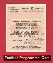 England Youth v Rest Of The UK 1963 – Football Ticket Wembley