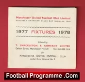 Manchester United Football Club Fixture Booklet 1977 – 1978