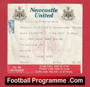 Newcastle United v Manchester United 1999 – Treble Season Match Ticket