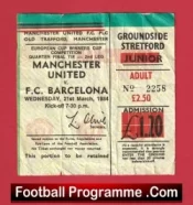 Manchester United v Barcelona 1984 – Match Ticket v Barca Maradona