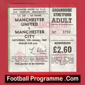 Manchester United v Manchester City 1987 – Ticket Ferguson First Derby Match