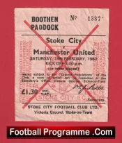 Stoke City v Manchester United 1980 – Football Ticket
