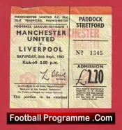 Manchester United v Liverpool 1983 – Football Match Ticket