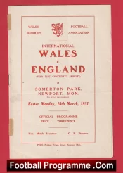 Wales v England 1951 – Schoolboys Somerton Park Newport + Duncan Edwards
