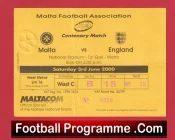 Malta v England 2000 – Match Ticket