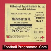 Middlesbrough v Manchester United 1979 – Football Ticket