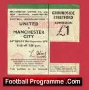 Manchester United v Manchester City 1978 – 1970’s Match Ticket
